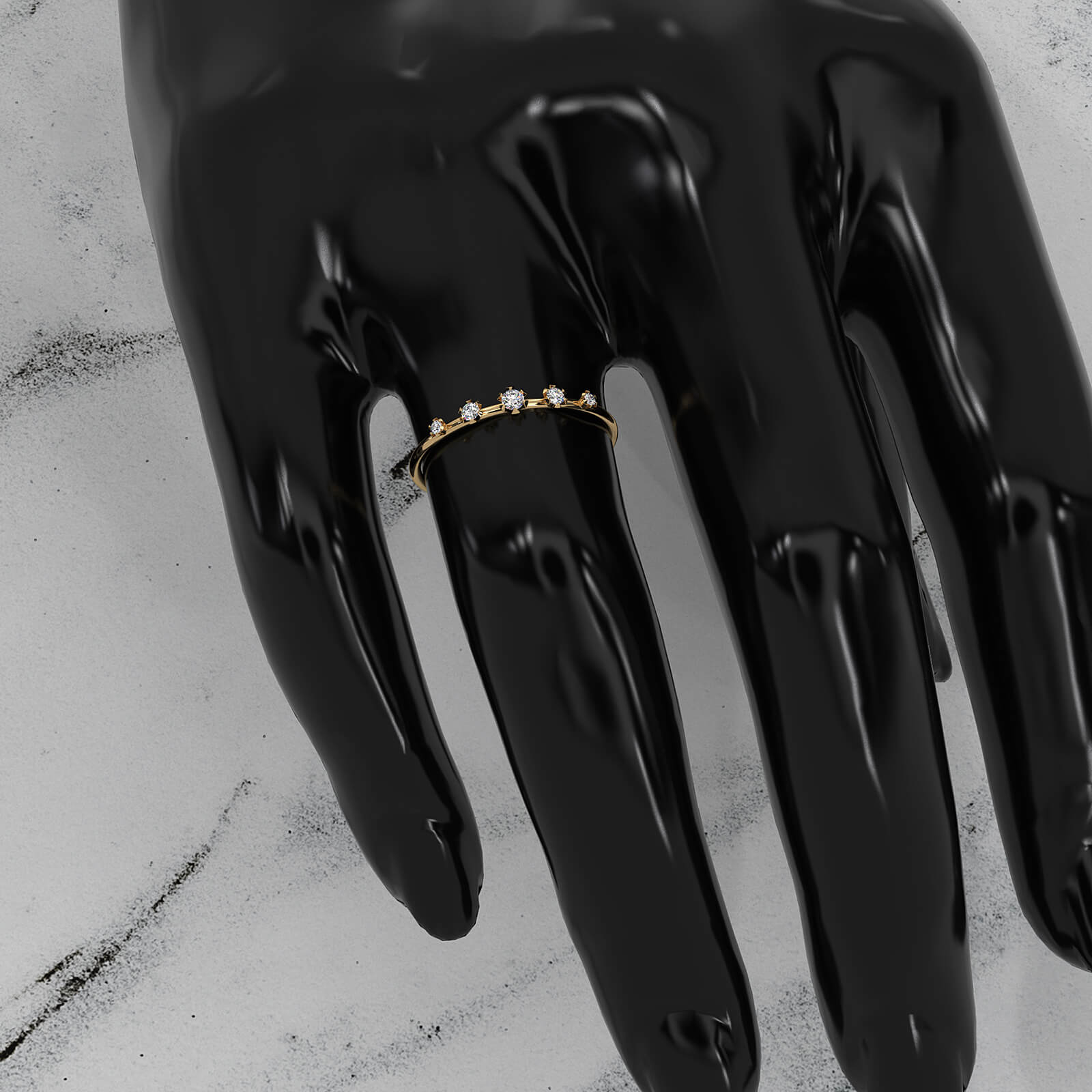 Slim 5 Stone Round Lab Grown Diamond Fashion Prong Set Ring 0.08ctw.