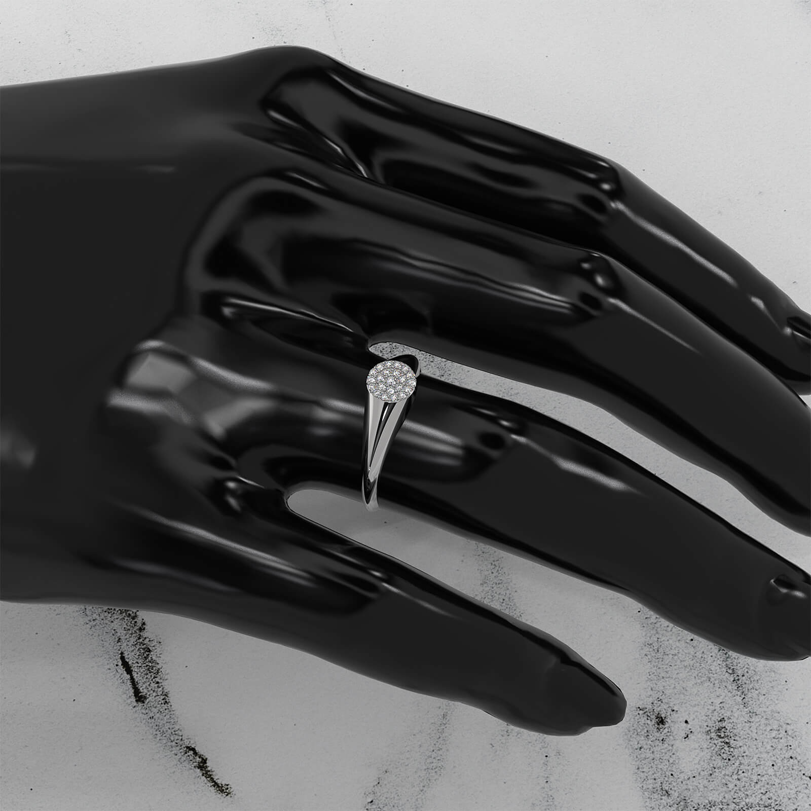 Pave Set Women's Signet Fashion Round Lab Diamond Ring 0.09ctw.