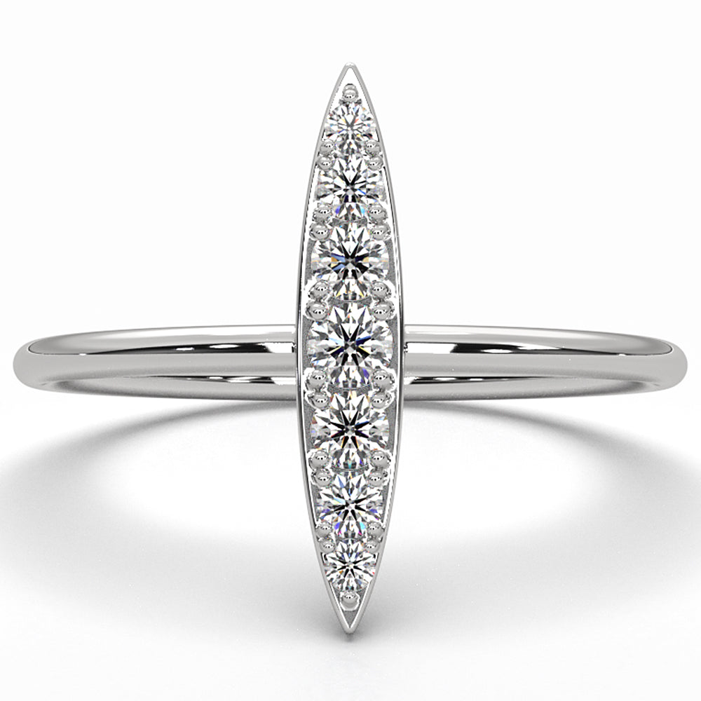 Fashionable Marquise Shape Pave Set Dainty Lab Diamond Ring 0.16ctw.