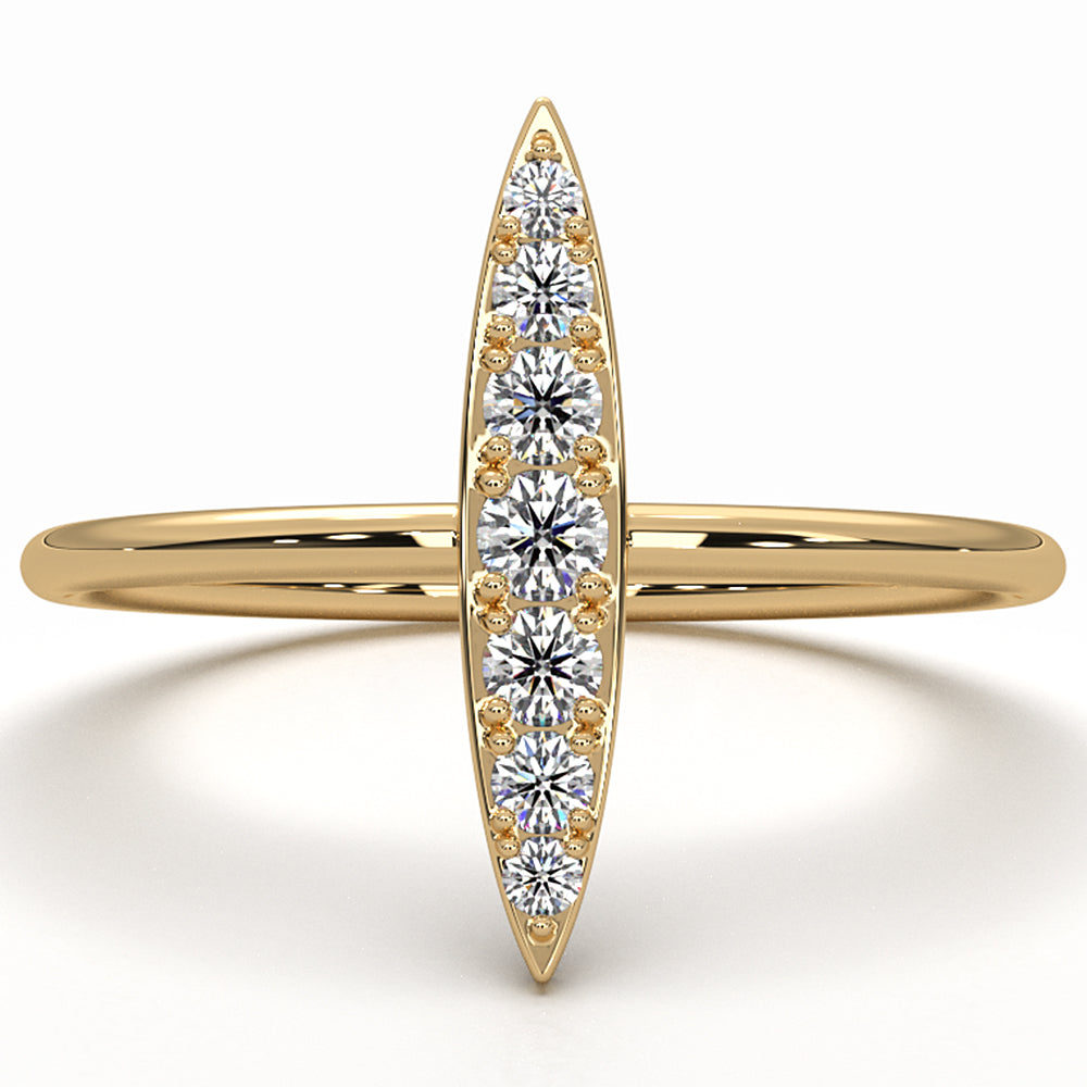Fashionable Marquise Shape Pave Set Dainty Lab Diamond Ring 0.16ctw.