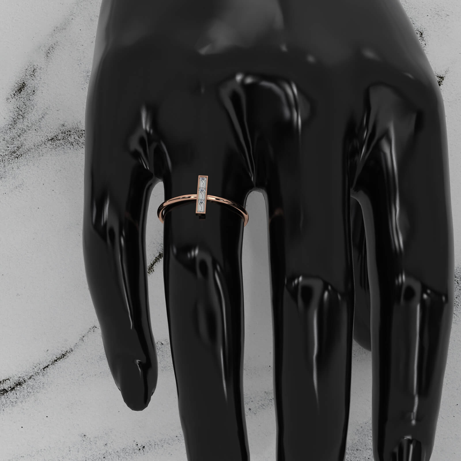 Vertically Set baguette Lab Diamond Fashion Ring 0.13ctw.