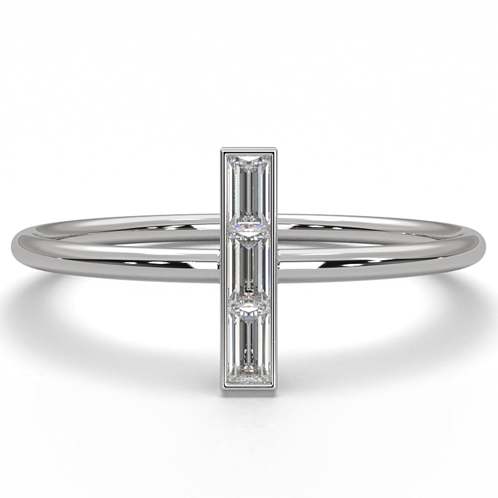 Vertically Set baguette Lab Diamond Fashion Ring 0.13ctw.