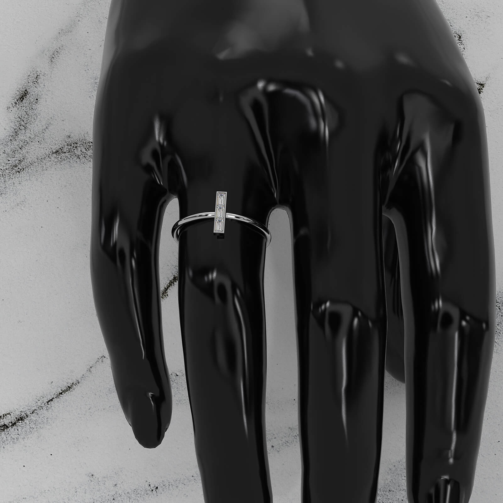 Vertically Set baguette Lab Diamond Fashion Ring 0.13ctw.