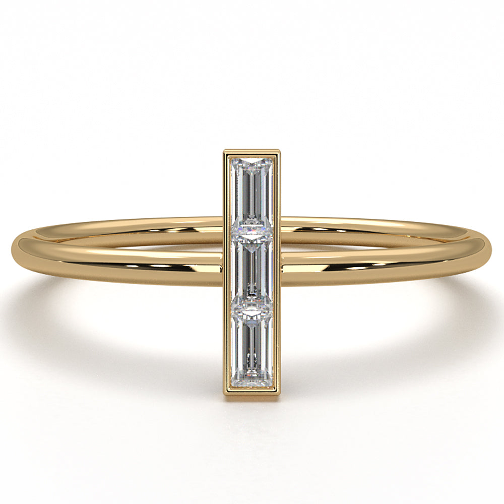 Vertically Set baguette Lab Diamond Fashion Ring 0.13ctw.