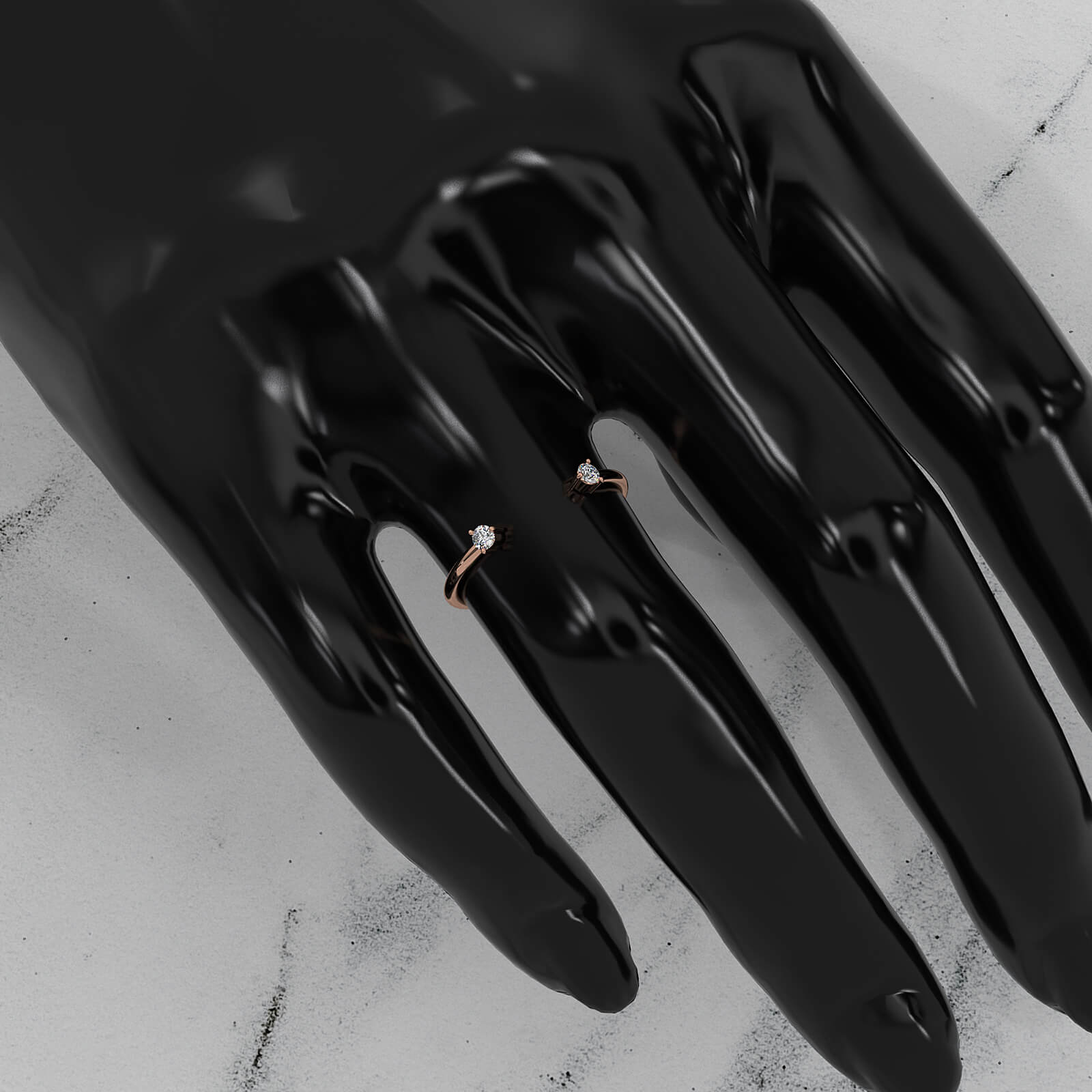 2 Stone Prong Set Round Lab Diamond Fashion Ring 0.08ctw.