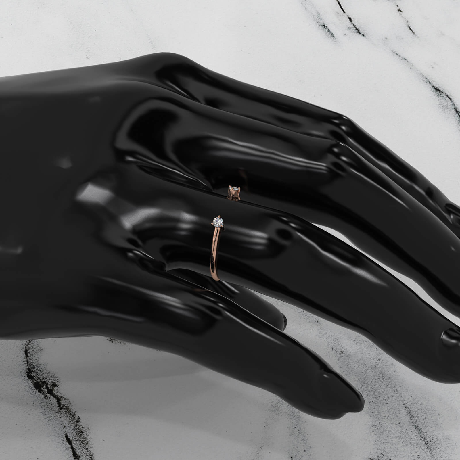 2 Stone Prong Set Round Lab Diamond Fashion Ring 0.08ctw.