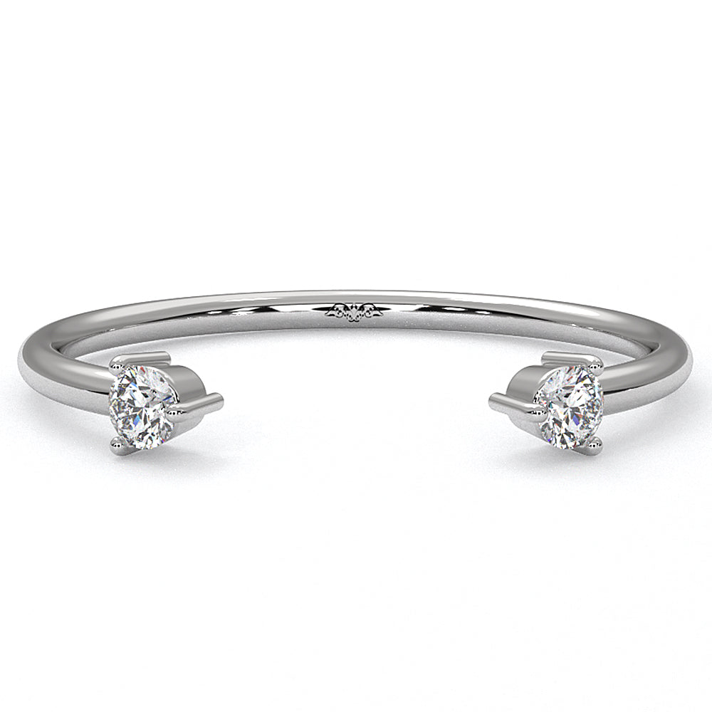 2 Stone Prong Set Round Lab Diamond Fashion Ring 0.08ctw.