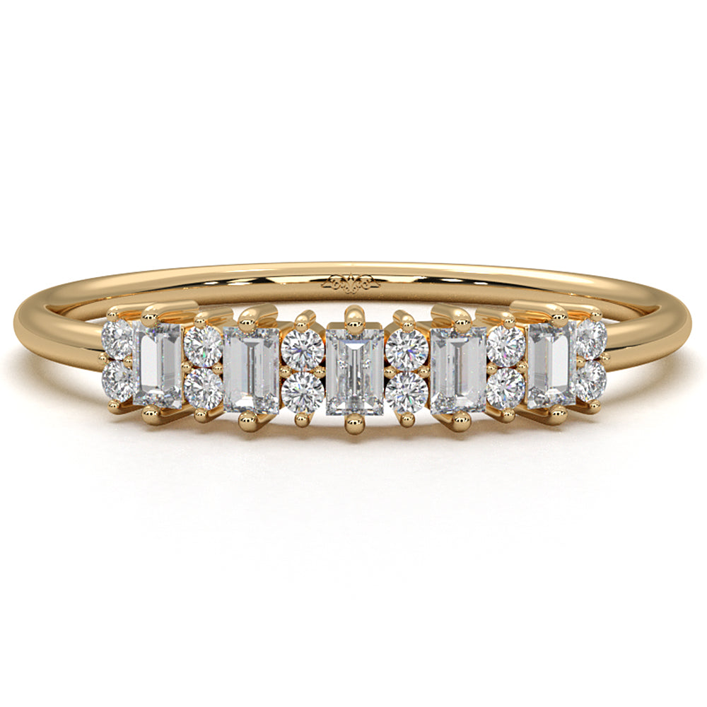 Baguette And Round Lab Diamond Prong Set Fashion Ring 0.23ctw.
