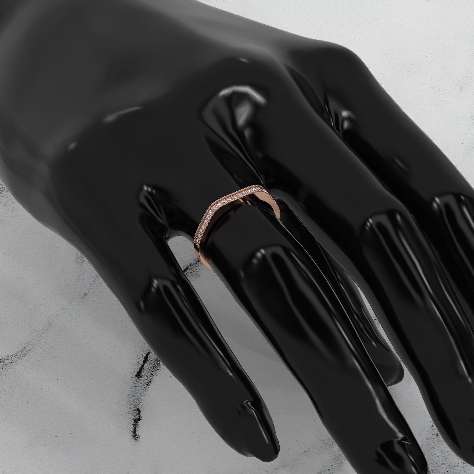 Round Lab Diamond Milgrain Edge Wedding Ring 0.16ctw.