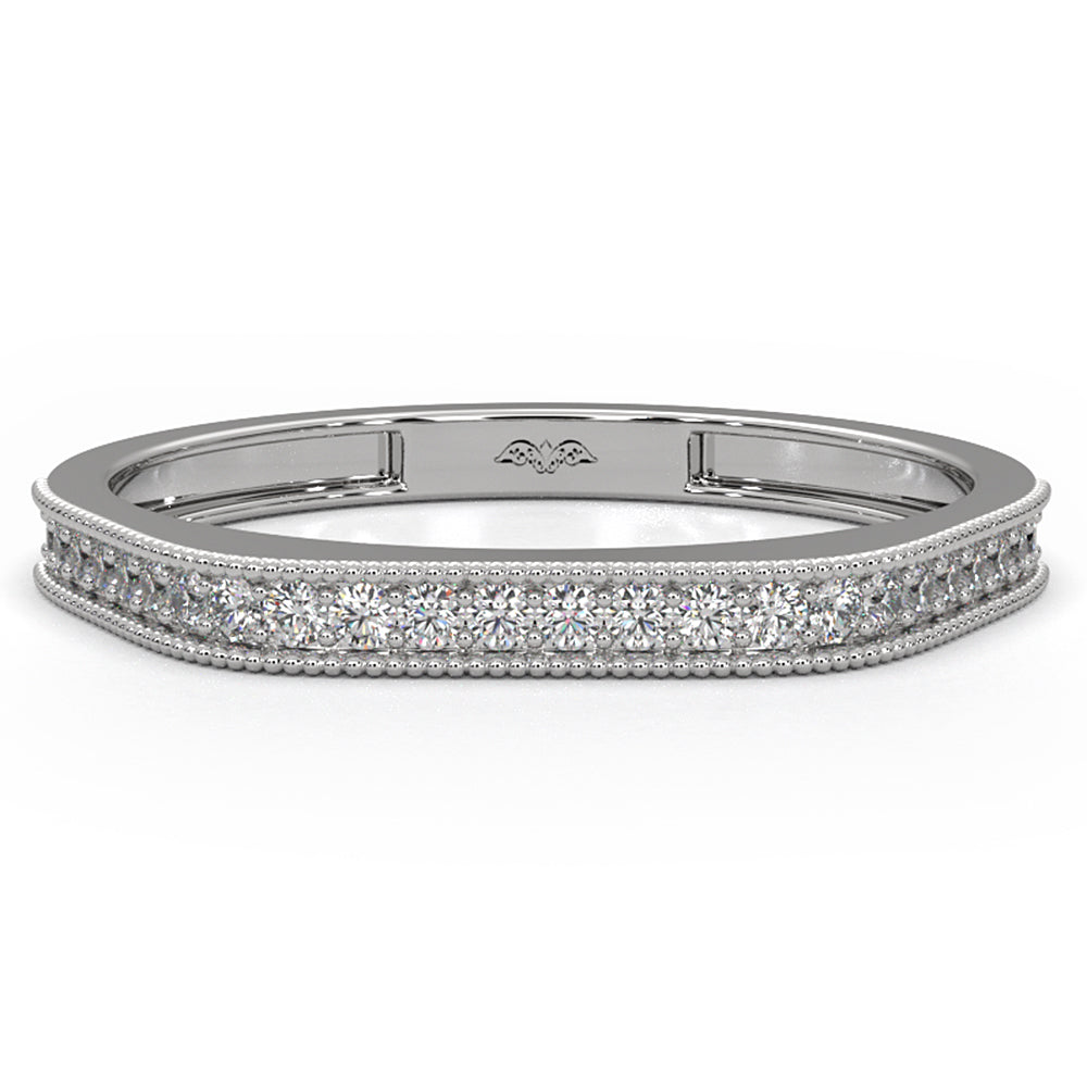 Round Lab Diamond Milgrain Edge Wedding Ring 0.16ctw.
