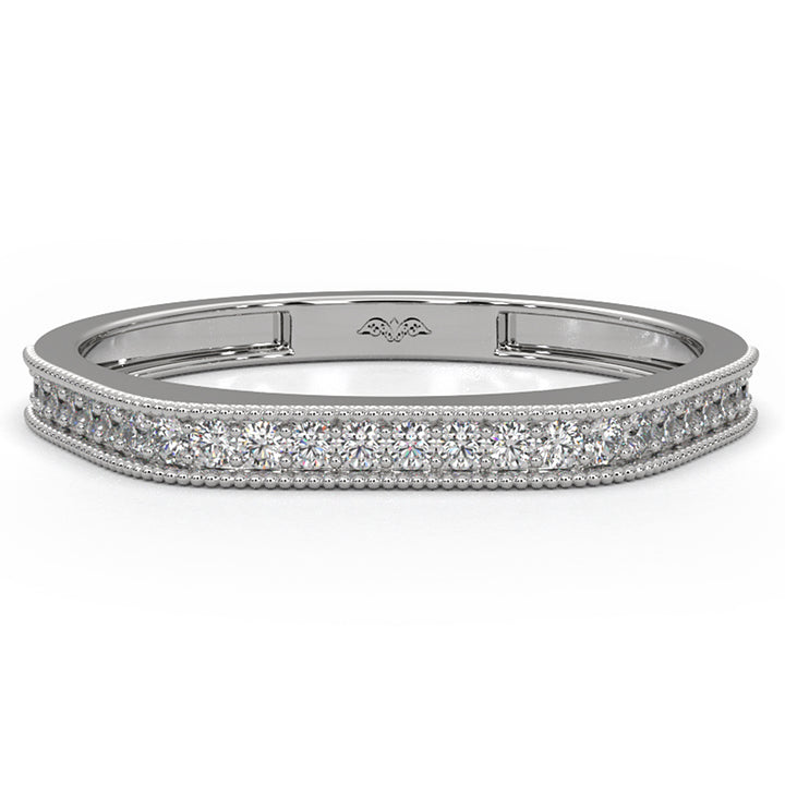 Round Lab Diamond Milgrain Edge Wedding Ring 0.16ctw.