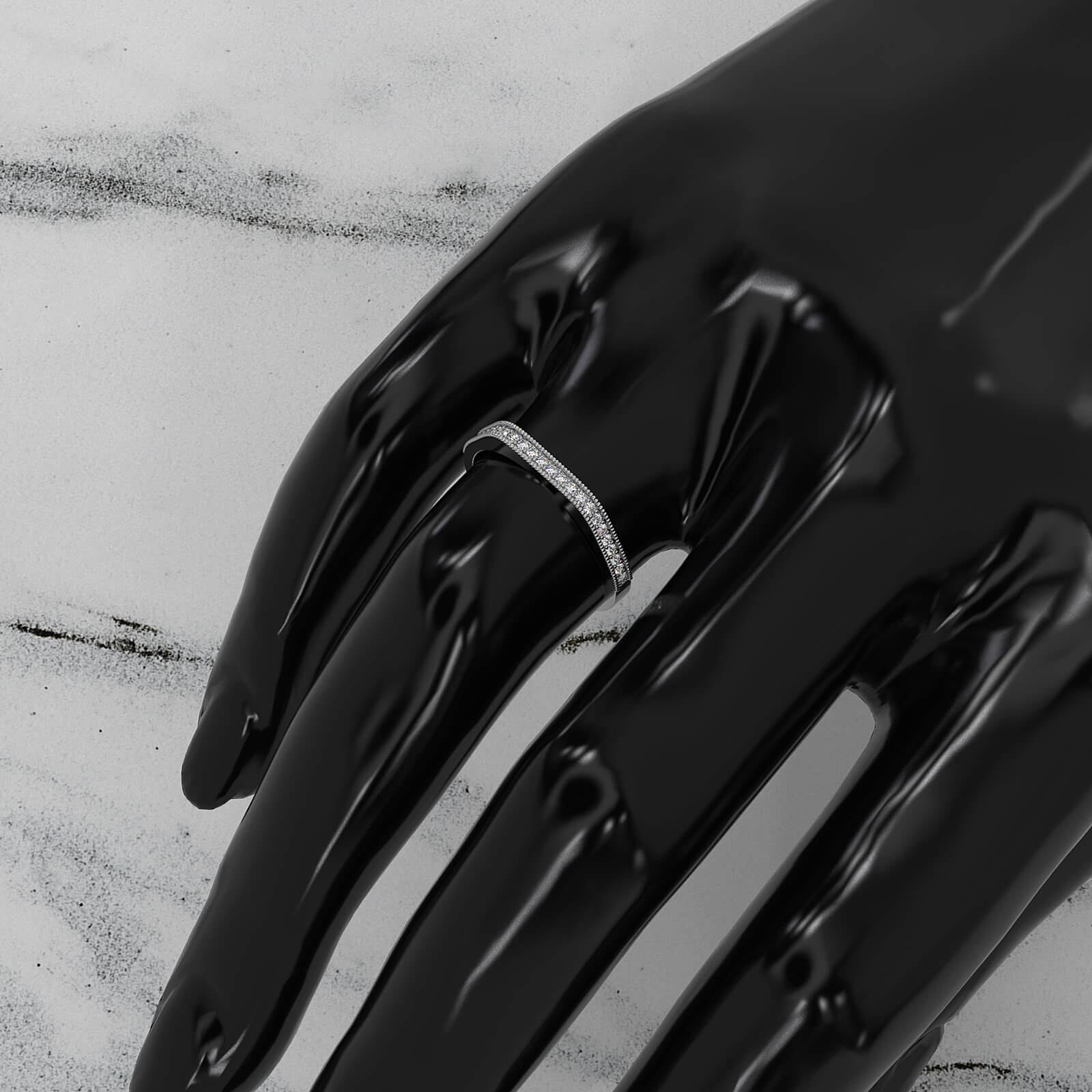 Round Lab Diamond Milgrain Edge Wedding Ring 0.16ctw.