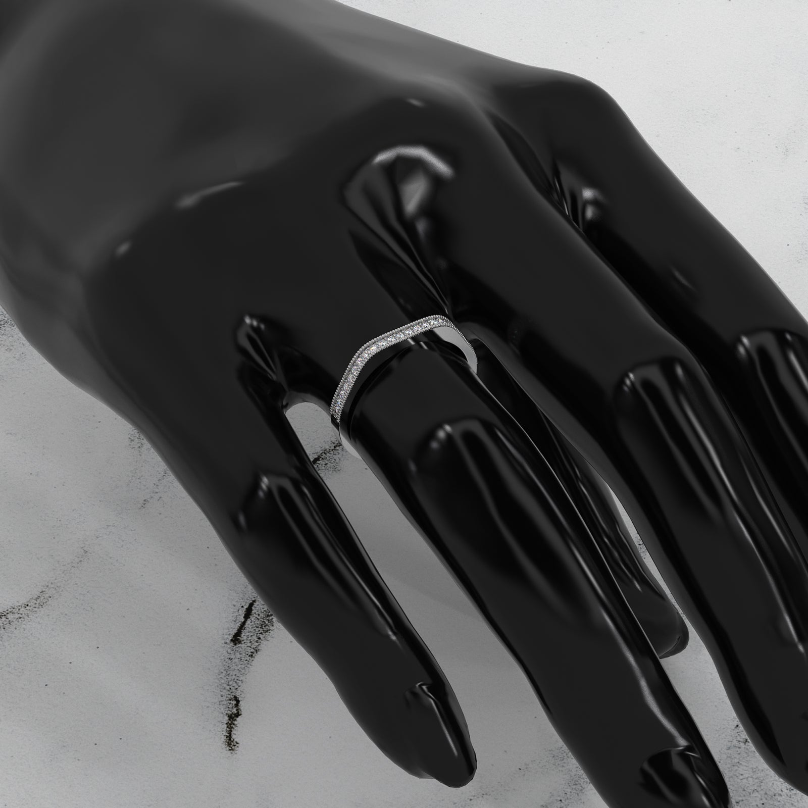 Round Lab Diamond Milgrain Edge Wedding Ring 0.16ctw.