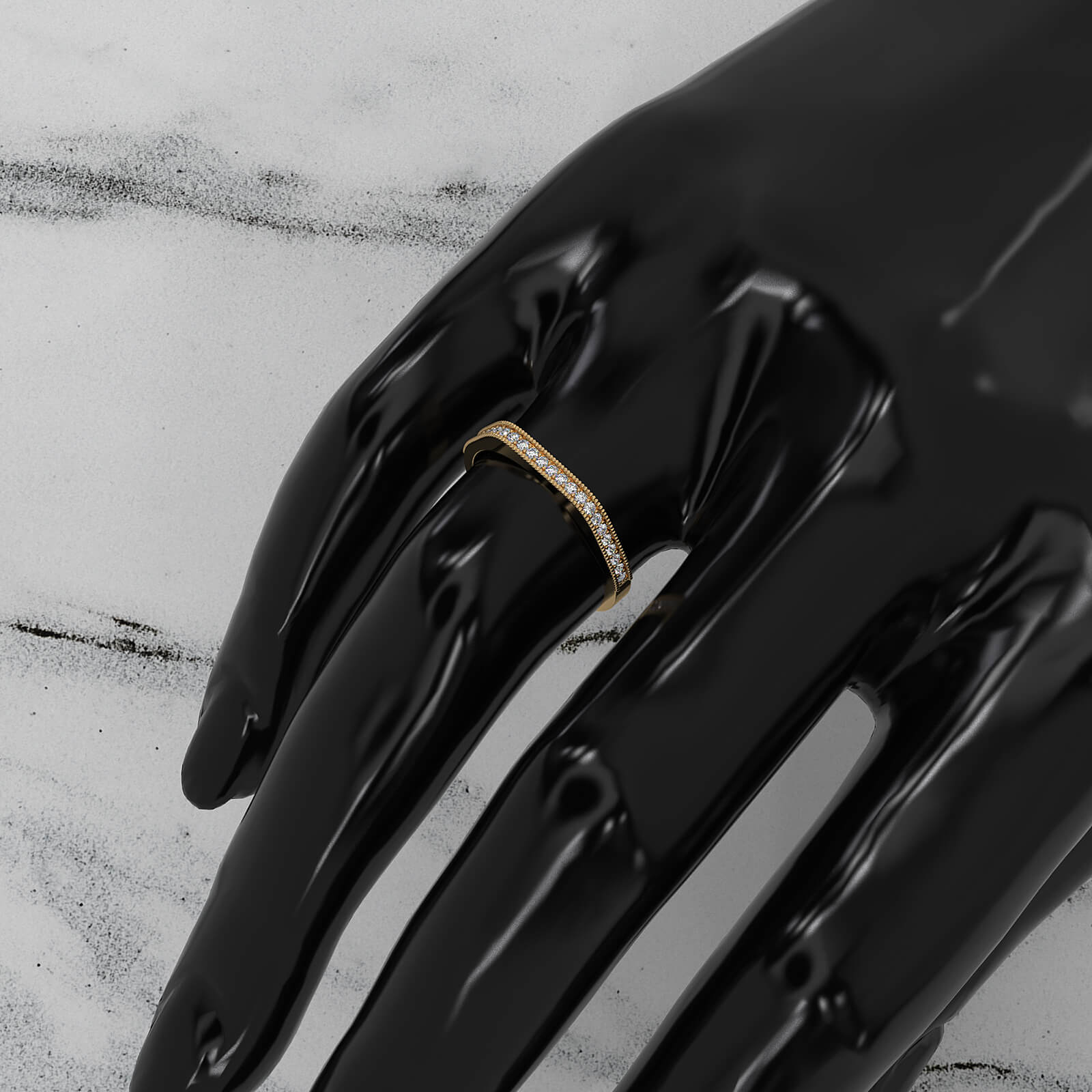 Round Lab Diamond Milgrain Edge Wedding Ring 0.16ctw.