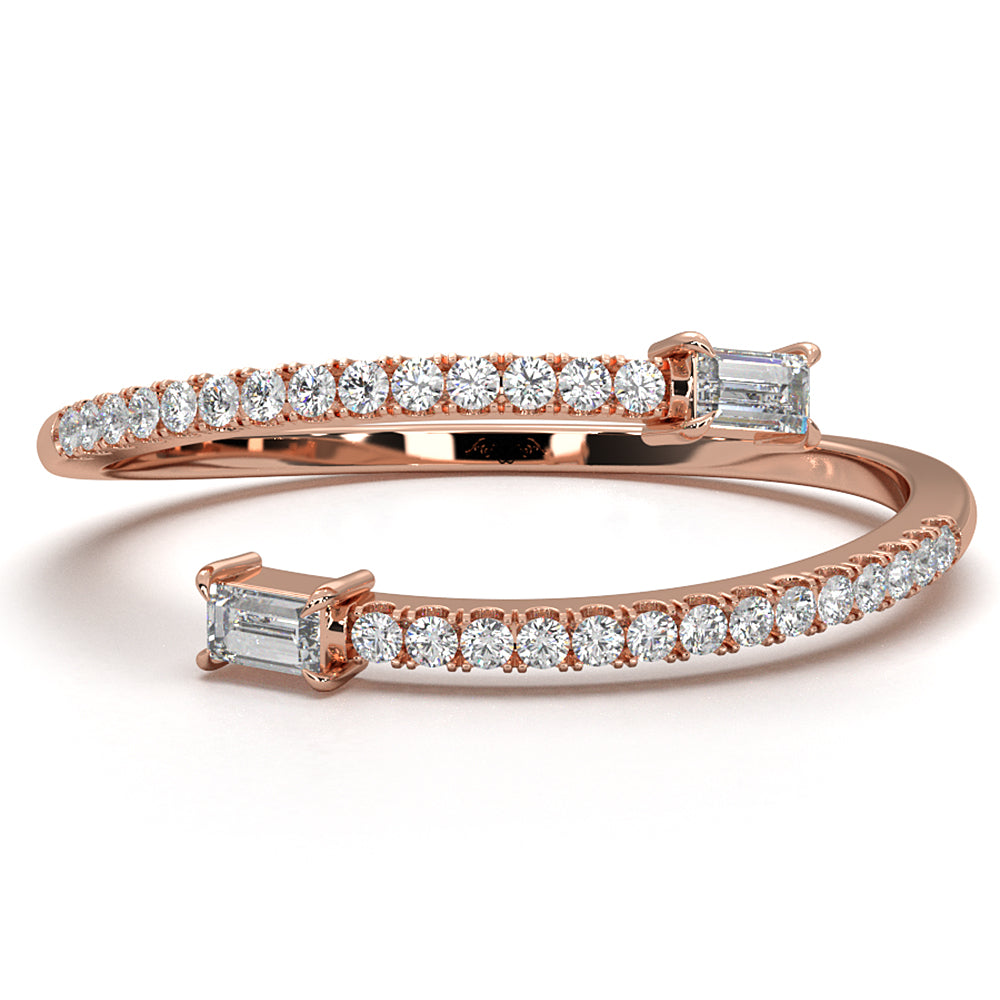 Baguette and Round Lab Diamond Open Fashion Ring 0.18ctw.