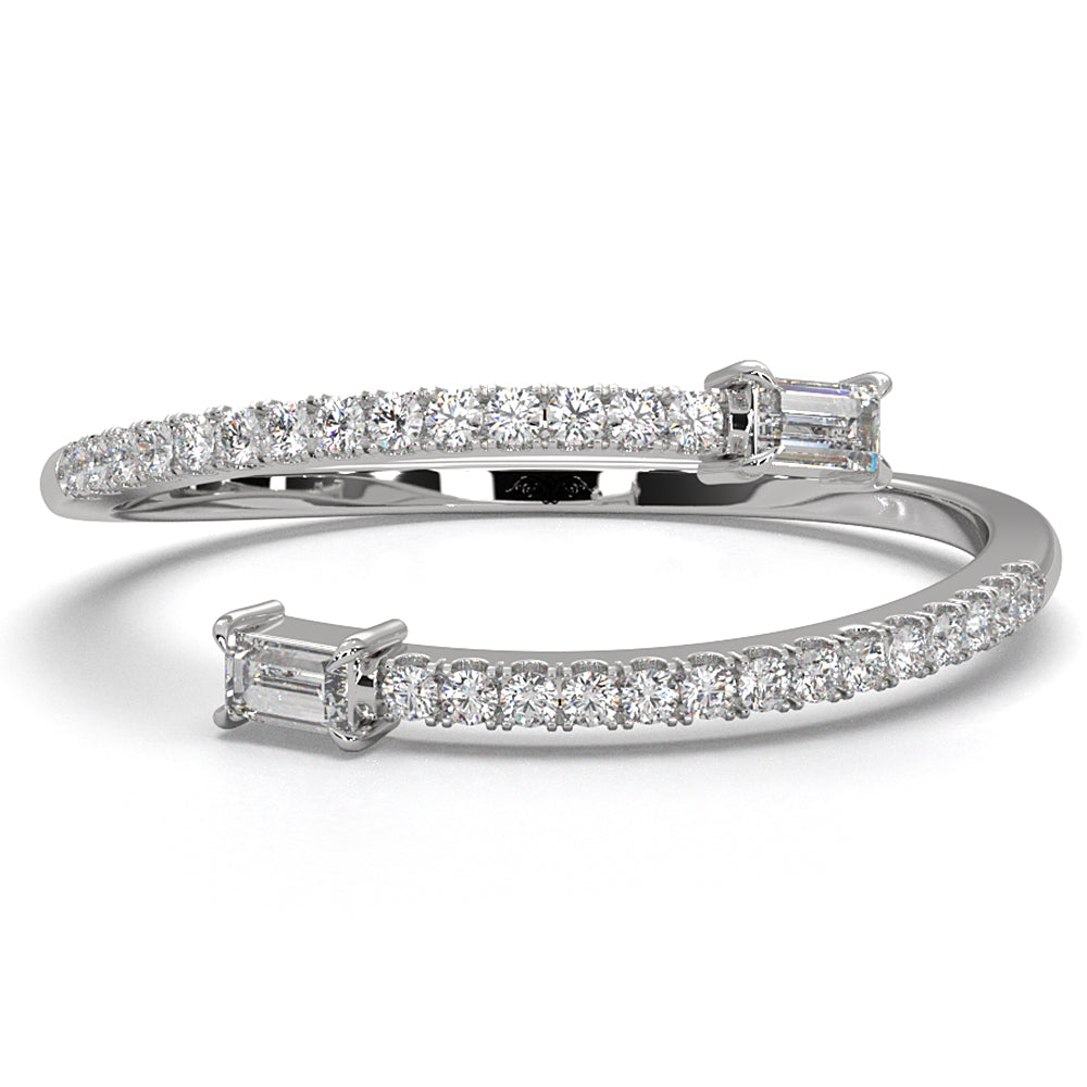 Baguette and Round Lab Diamond Open Fashion Ring 0.18ctw.