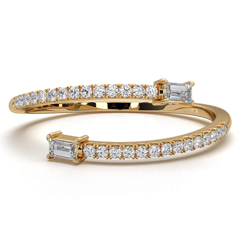 Baguette and Round Lab Diamond Open Fashion Ring 0.18ctw.