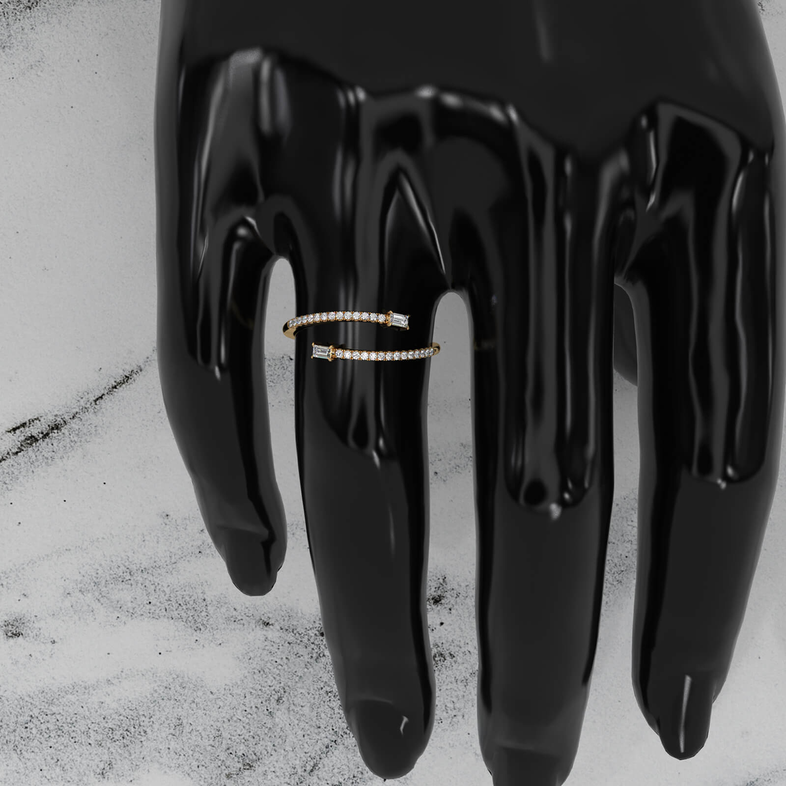 Baguette and Round Lab Diamond Open Fashion Ring 0.18ctw.