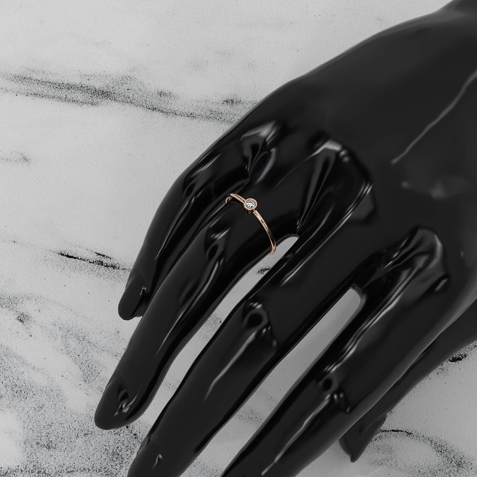 Slim Solitaire Bezel Round Lab Diamond Fashion Ring 0.06ctw.