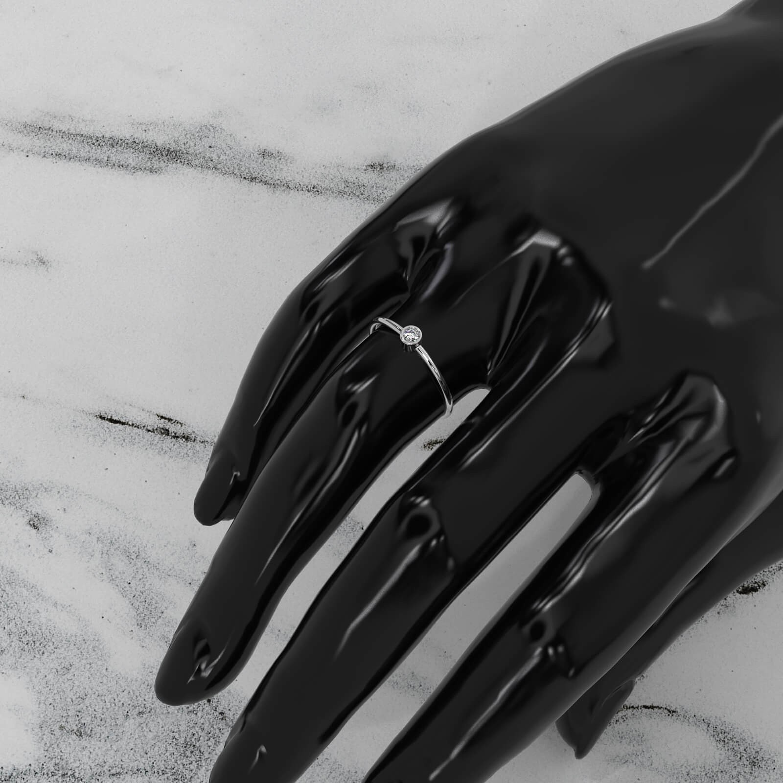 Slim Solitaire Bezel Round Lab Diamond Fashion Ring 0.06ctw.