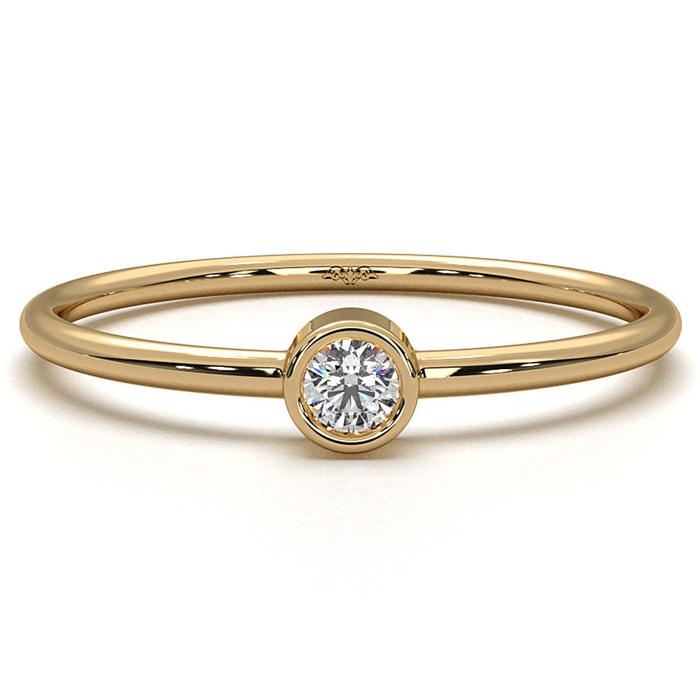 Slim Solitaire Bezel Round Lab Diamond Fashion Ring 0.06ctw.