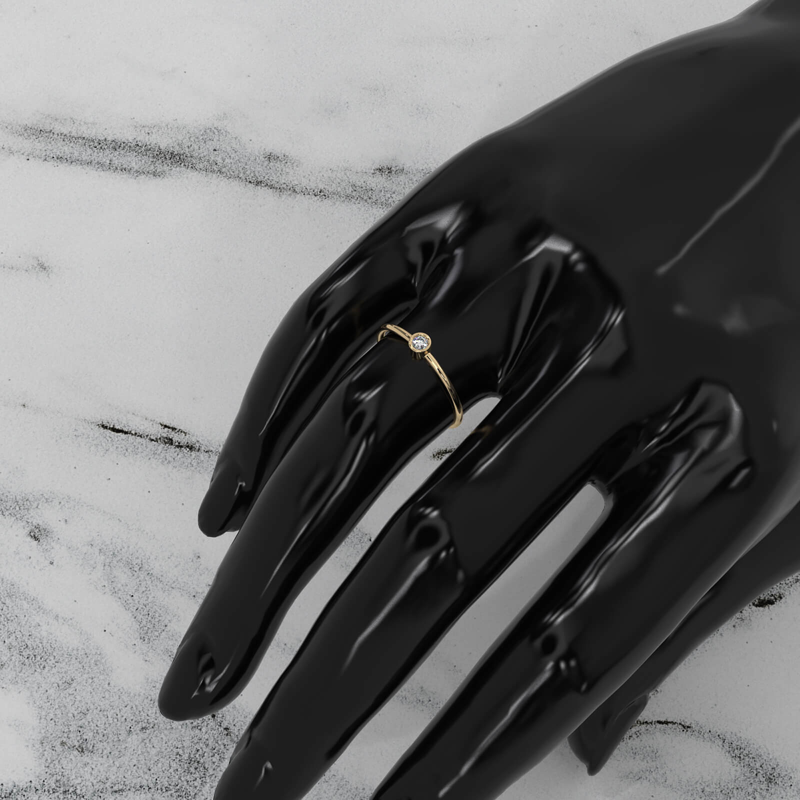 Slim Solitaire Bezel Round Lab Diamond Fashion Ring 0.06ctw.