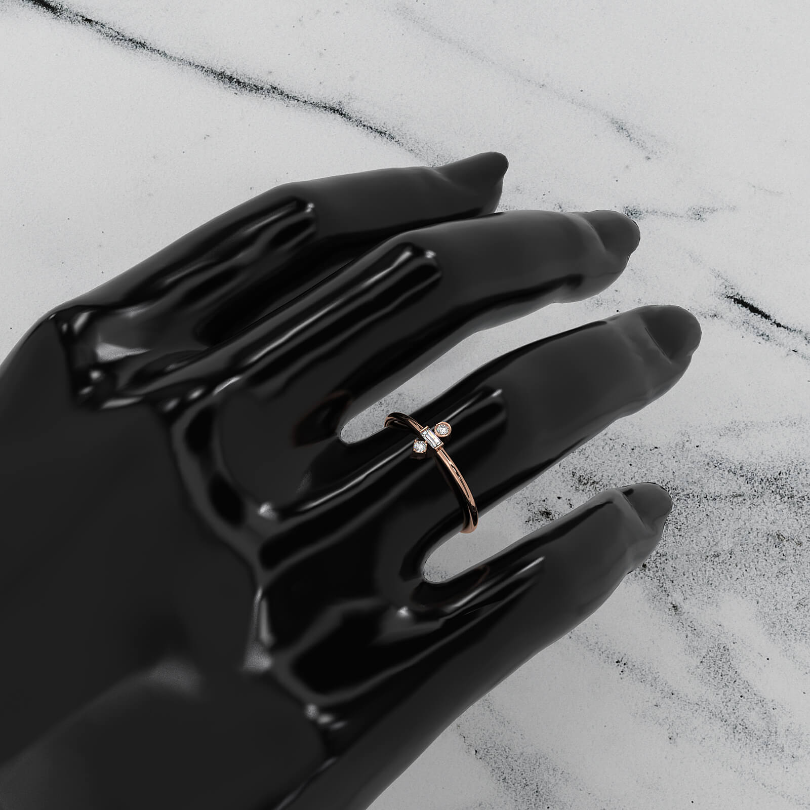 Slim 3 Stone Round And Bezel Lab Diamond Fashion Ring 0.83ctw.