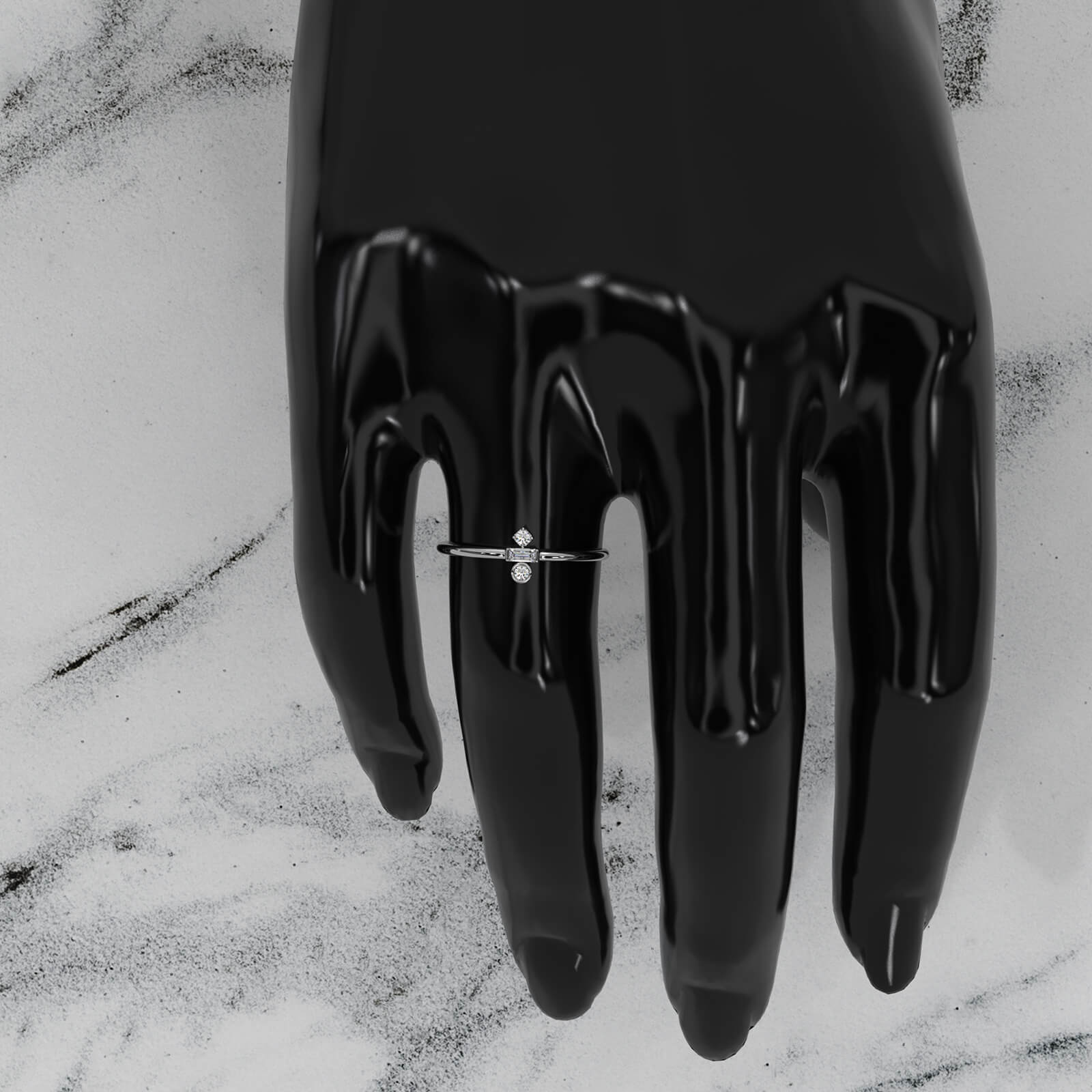 Slim 3 Stone Round And Bezel Lab Diamond Fashion Ring 0.83ctw.