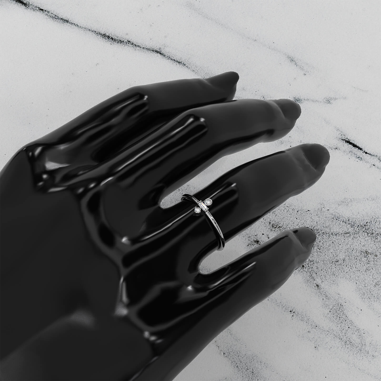 Slim 3 Stone Round And Bezel Lab Diamond Fashion Ring 0.83ctw.