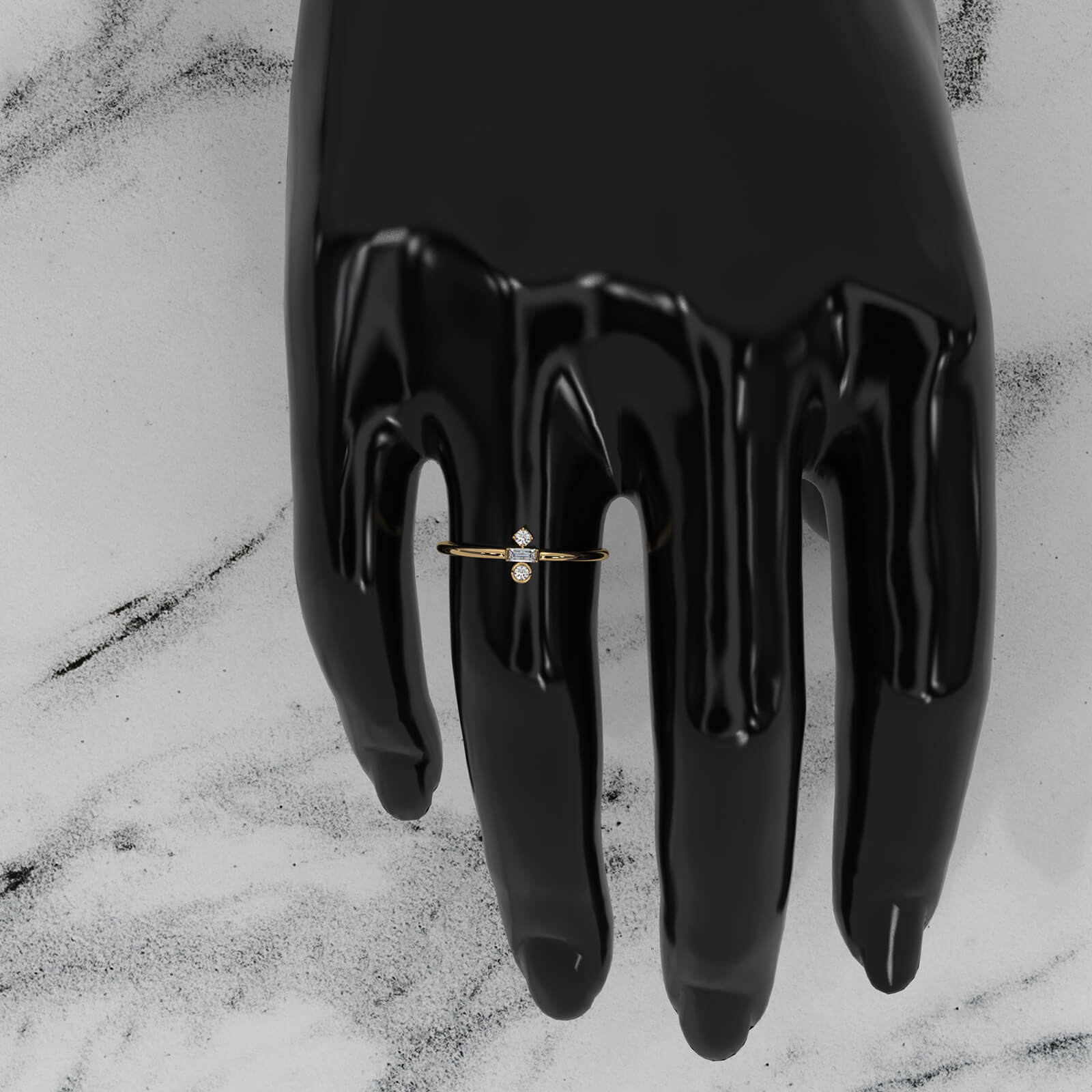 Slim 3 Stone Round And Bezel Lab Diamond Fashion Ring 0.83ctw.