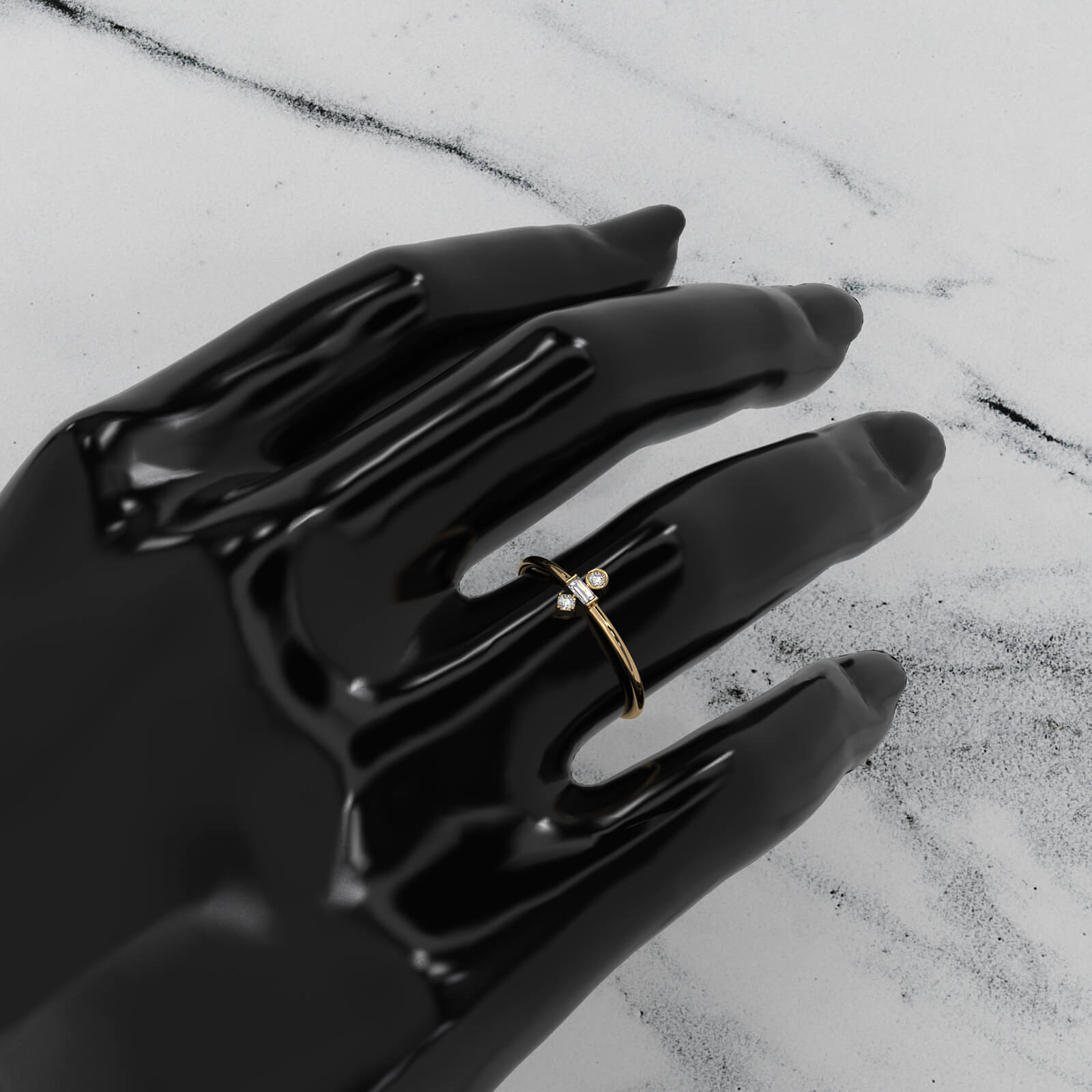 Slim 3 Stone Round And Bezel Lab Diamond Fashion Ring 0.83ctw.