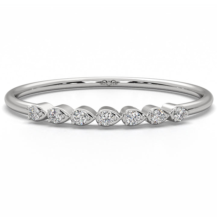 Light Weight Slim Round Lab Diamond Pave Set Fashion Ring 0.05ctw.