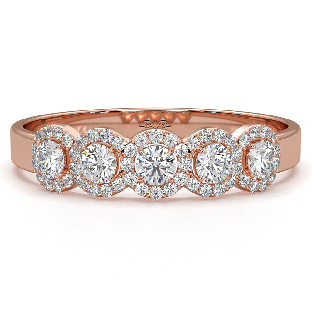 Halo Round Lab Diamond Fashion Wedding Band Ring 0.45ctw.