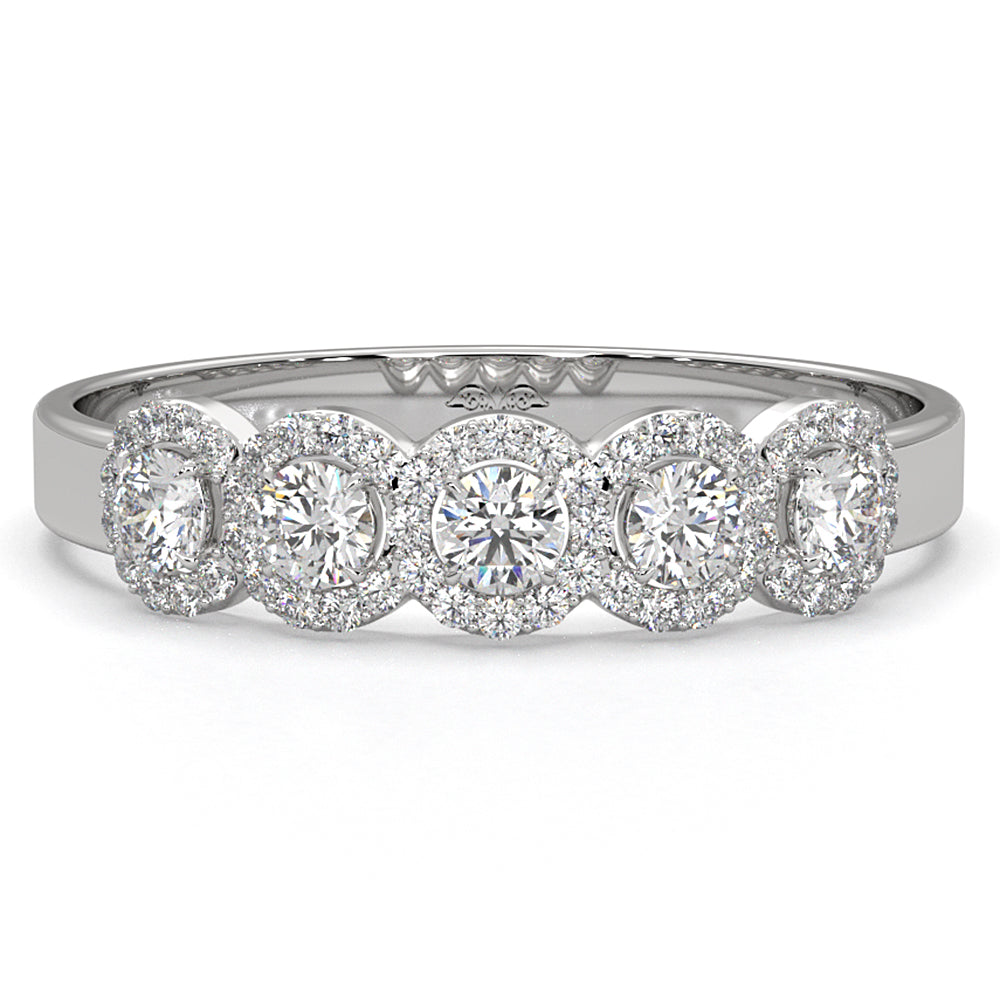 Halo Round Lab Diamond Fashion Wedding Band Ring 0.45ctw.