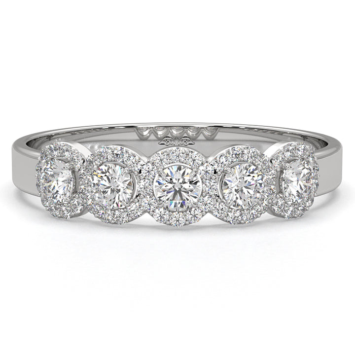 Halo Round Lab Diamond Fashion Wedding Band Ring 0.45ctw.