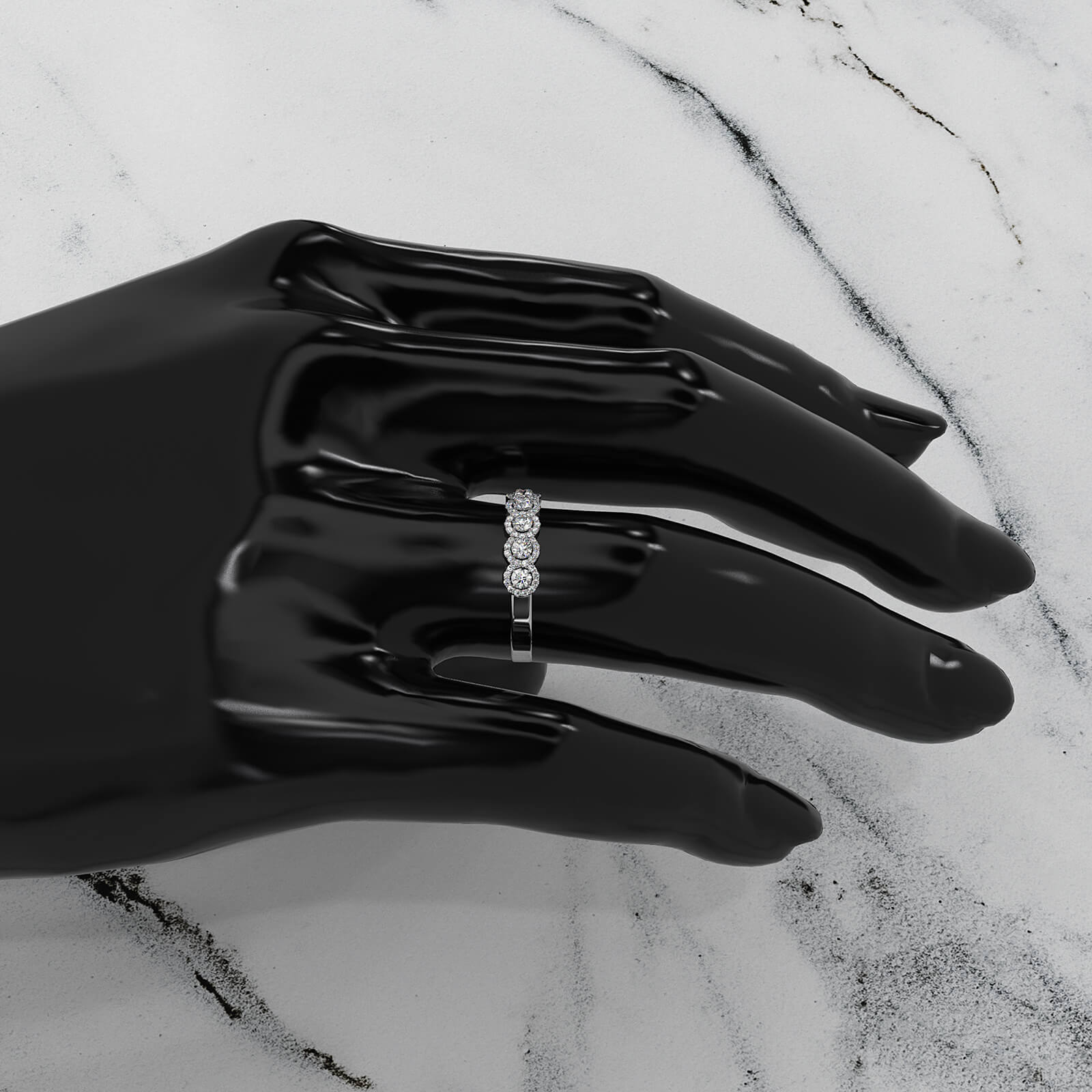 Halo Round Lab Diamond Fashion Wedding Band Ring 0.45ctw.