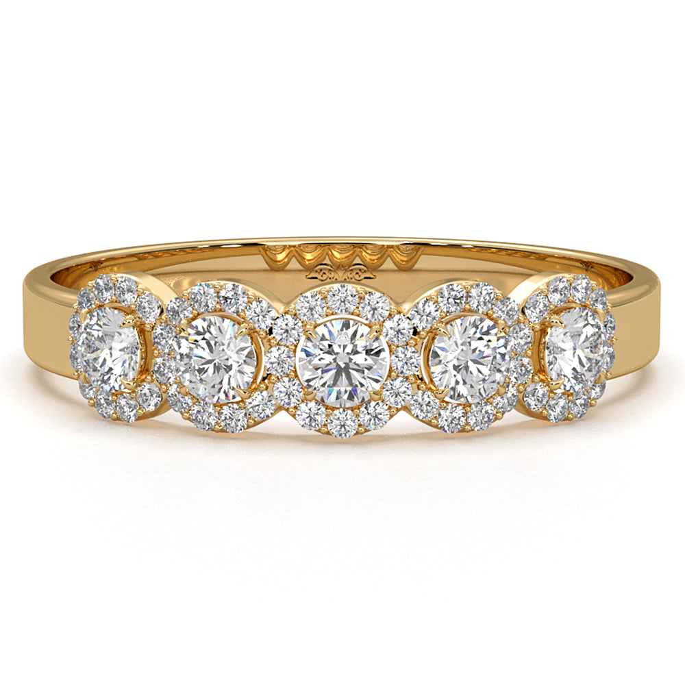 Halo Round Lab Diamond Fashion Wedding Band Ring 0.45ctw.