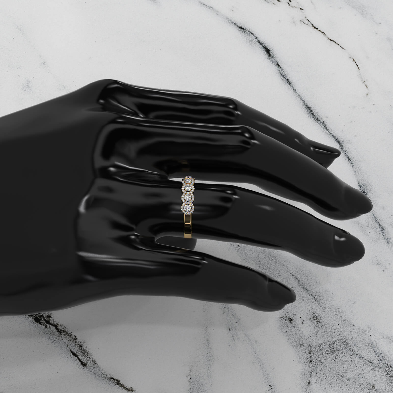 Halo Round Lab Diamond Fashion Wedding Band Ring 0.45ctw.