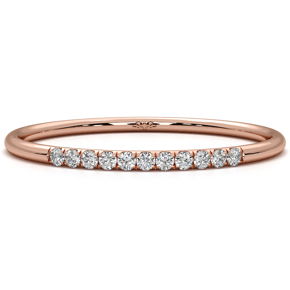 Petite French U Cut Pave Set Round Lab Diamond Fashion Ring 0.07ctw.