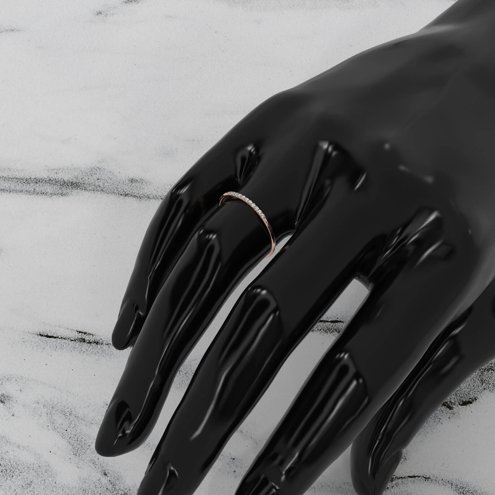 Petite French U Cut Pave Set Round Lab Diamond Fashion Ring 0.07ctw.