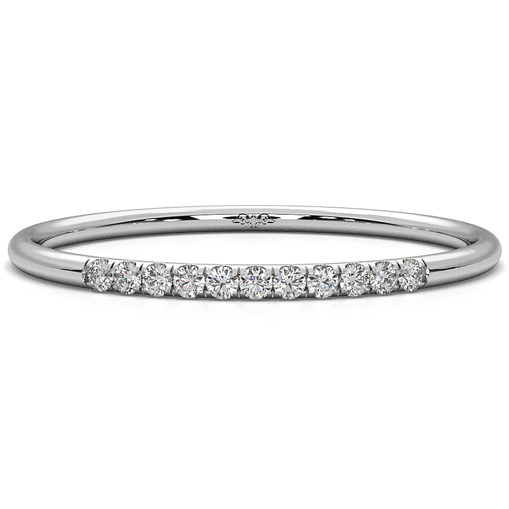 Petite French U Cut Pave Set Round Lab Diamond Fashion Ring 0.07ctw.