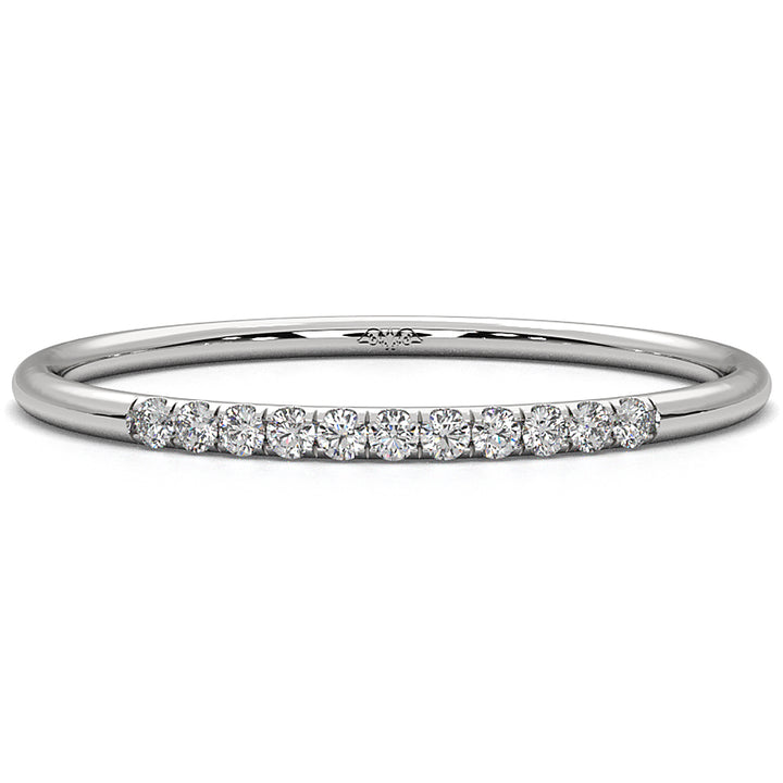 Petite French U Cut Pave Set Round Lab Diamond Fashion Ring 0.07ctw.