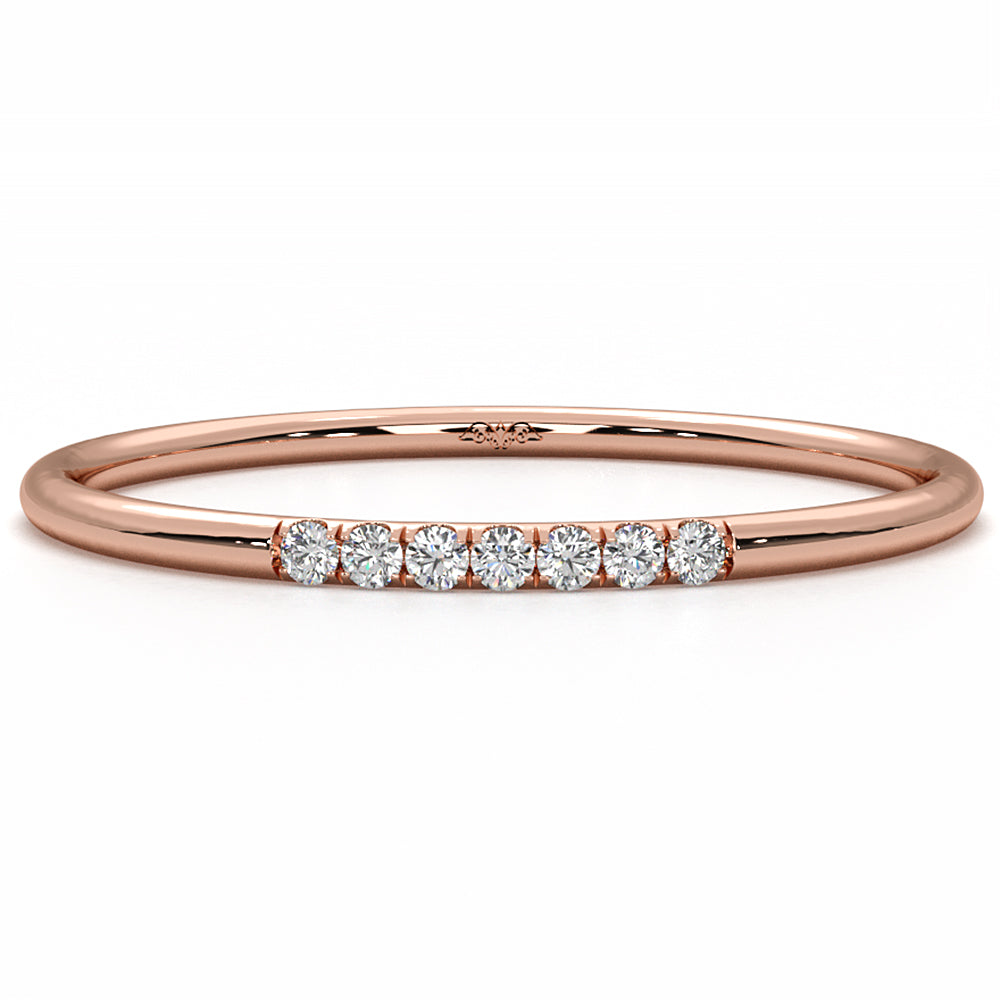 Stackable Slim Round Lab Diamond Fashion French U Cut Pave Ring 0.05ctw.