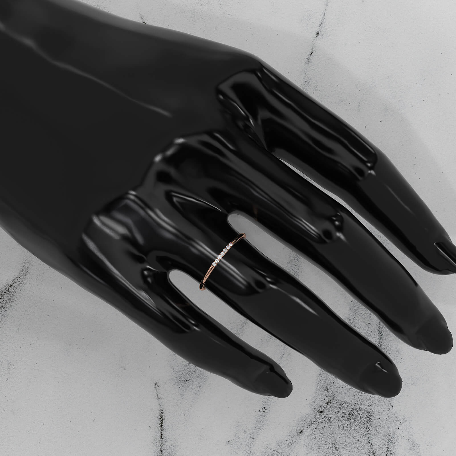 Stackable Slim Round Lab Diamond Fashion French U Cut Pave Ring 0.05ctw.