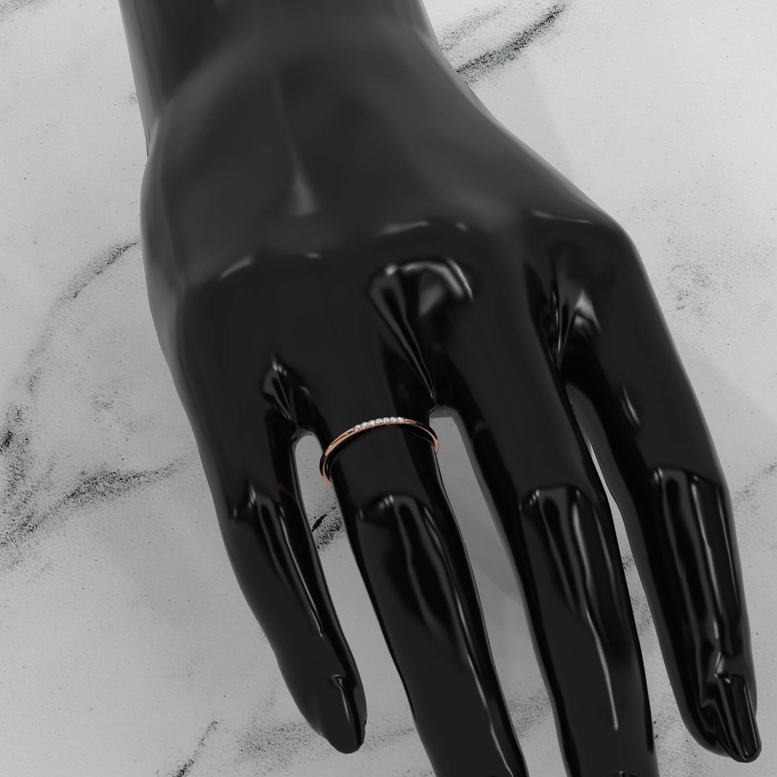 Stackable Slim Round Lab Diamond Fashion French U Cut Pave Ring 0.05ctw.