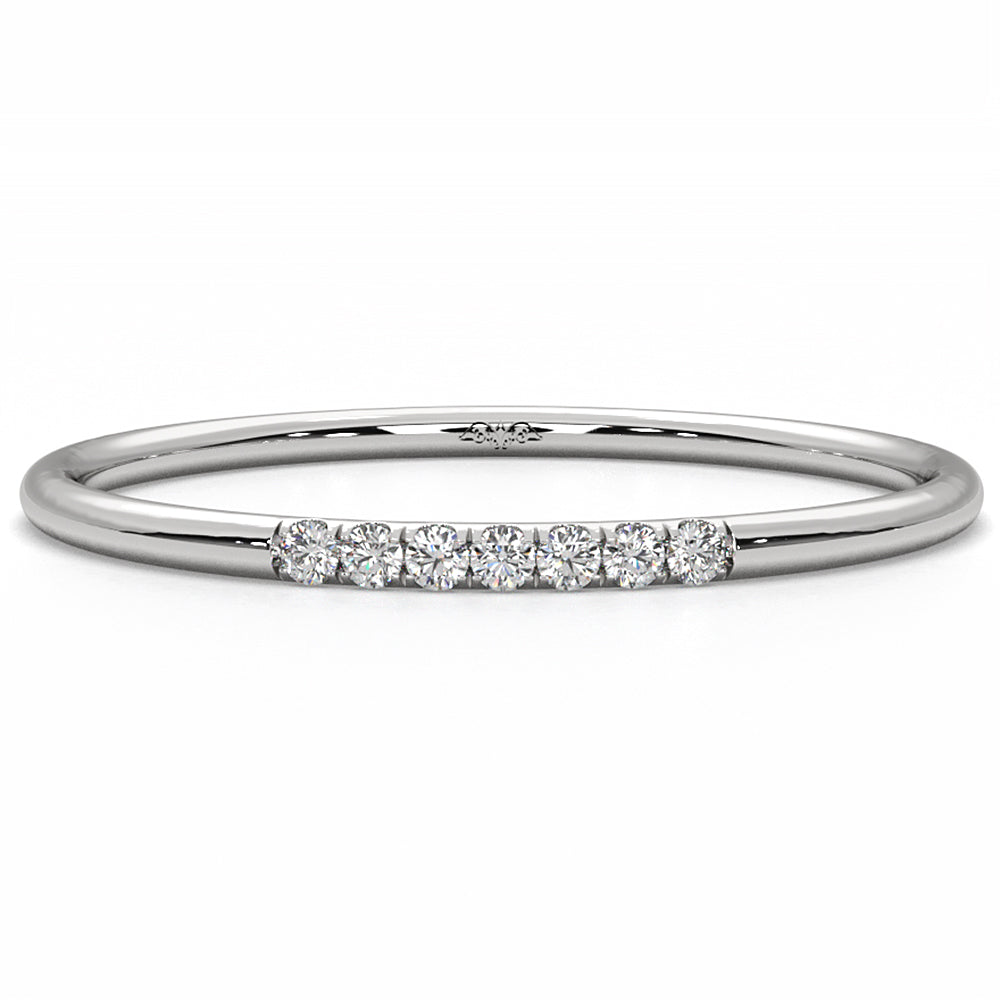 Stackable Slim Round Lab Diamond Fashion French U Cut Pave Ring 0.05ctw.