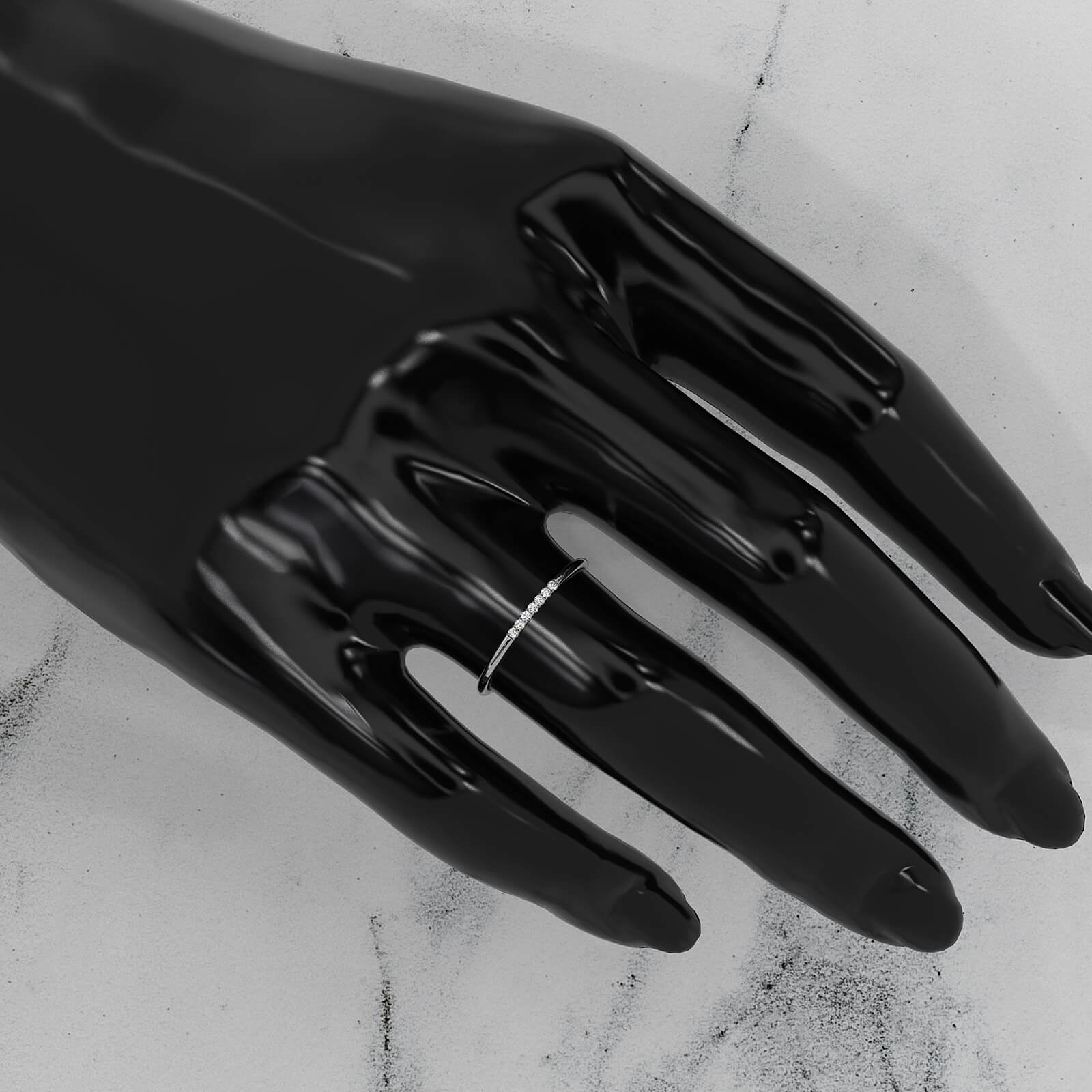 Stackable Slim Round Lab Diamond Fashion French U Cut Pave Ring 0.05ctw.