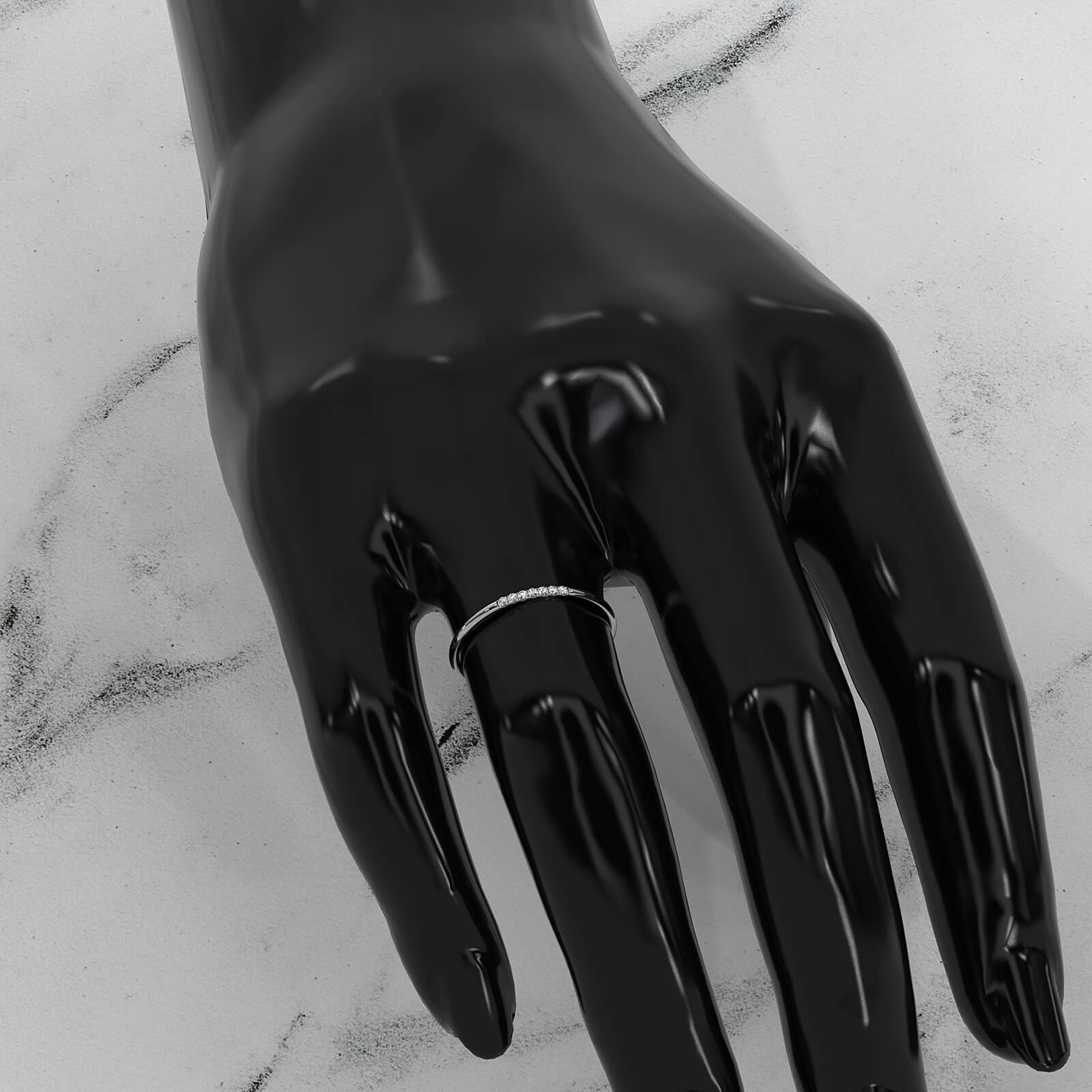 Stackable Slim Round Lab Diamond Fashion French U Cut Pave Ring 0.05ctw.