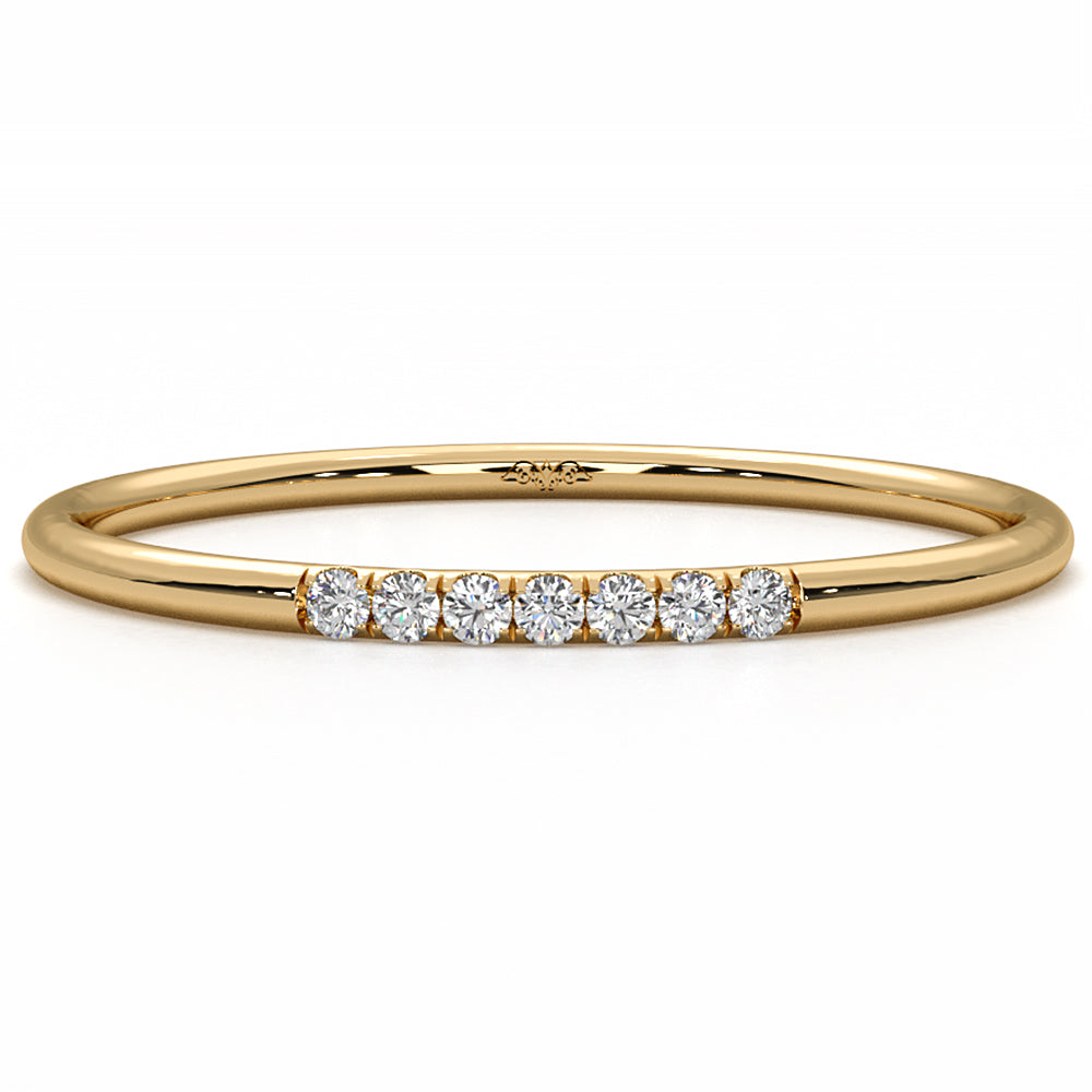 Stackable Slim Round Lab Diamond Fashion French U Cut Pave Ring 0.05ctw.