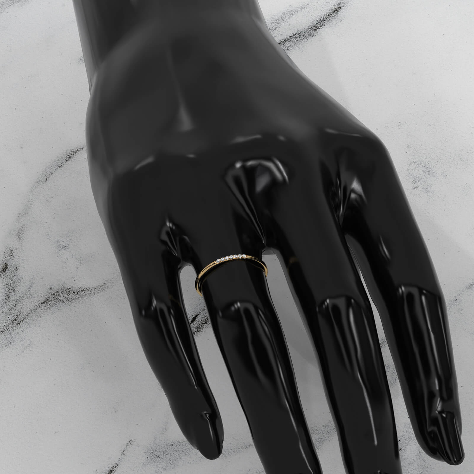 Stackable Slim Round Lab Diamond Fashion French U Cut Pave Ring 0.05ctw.